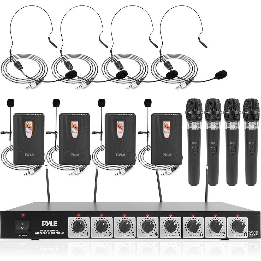 Pyle 8-Ch. Wireless Microphone System - Rack Mountable with 4 Handheld ...