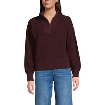 Petite Lands' End Drifter Shaker Wedge Quarter-Zip Sweater