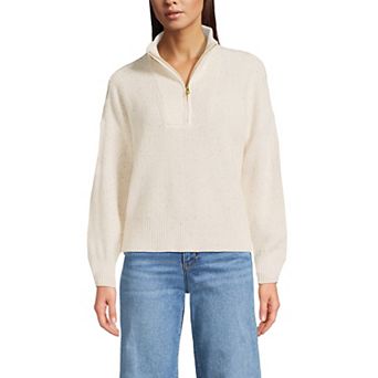 Petite Lands' End Drifter Shaker Wedge Quarter-Zip Sweater