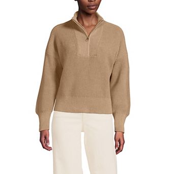Petite Lands' End Drifter Shaker Wedge Quarter-Zip Sweater