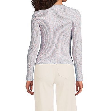 Women's Lands' End Marl Ribbed Crewneck Sweater