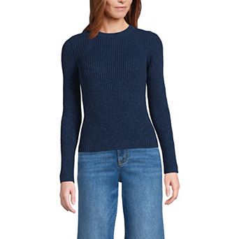 Women's Lands' End Marl Ribbed Crewneck Sweater