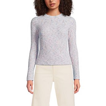Women's Lands' End Marl Ribbed Crewneck Sweater