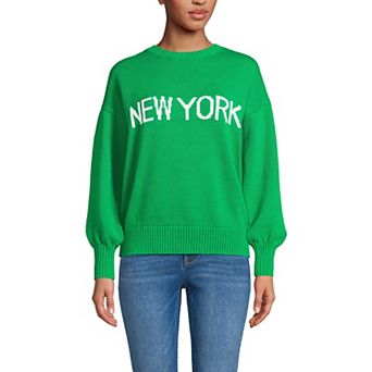 Women's Lands' End Drifter Novelty Jacquard Crewneck Sweater