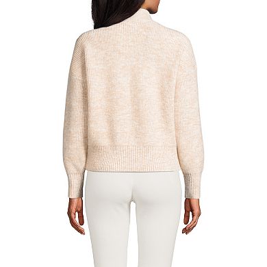 Petite Lands' End Fuzzy Wedge Quarter-Zip Sweater