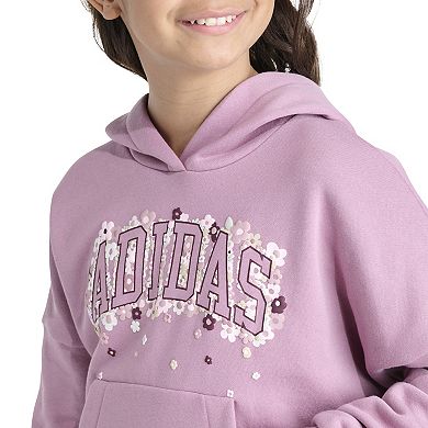 Girls 7-16 adidas Long Sleeve Graphic Fleece Hooded Pullover