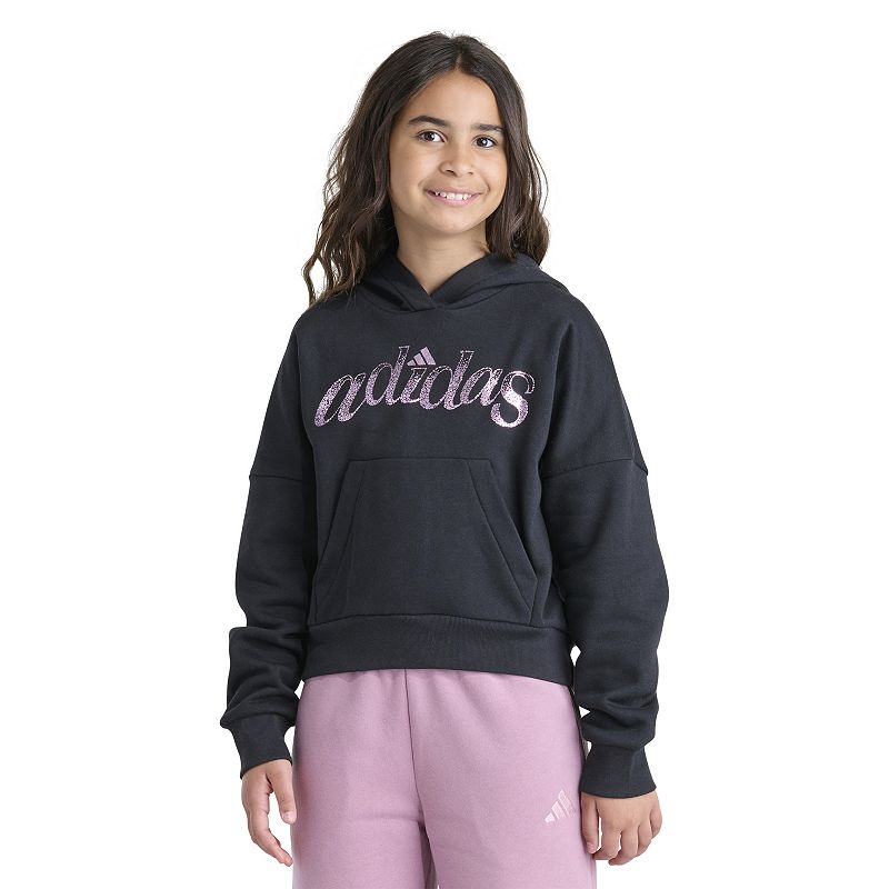 7-16 adidas Long Sleeve Graphic Fleece Hooded Pullover, Girl's