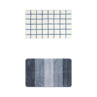 2 Packs Bathroom Rugs, Bathroom Mat Machine Washable with TPR Backing for Shower 16"x24"/20"x32"