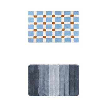 2 Packs Bathroom Rugs, Bathroom Mat Machine Washable with TPR Backing for Shower 16"x24"/20"x32"