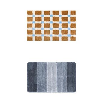 2 Packs Bathroom Rugs, Bathroom Mat Machine Washable with TPR Backing for Shower 16"x24"/20"x32"