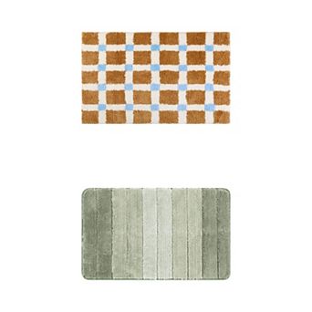 2 Packs Bathroom Rugs, Bathroom Mat Machine Washable with TPR Backing for Shower 16"x24"/20"x32"