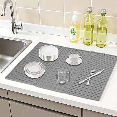 1Pc Silicone Dish Drying Mat for Kitchen Counter, Easy Clean Heat Resistant Kitchen Mat 24.1*15.7 in