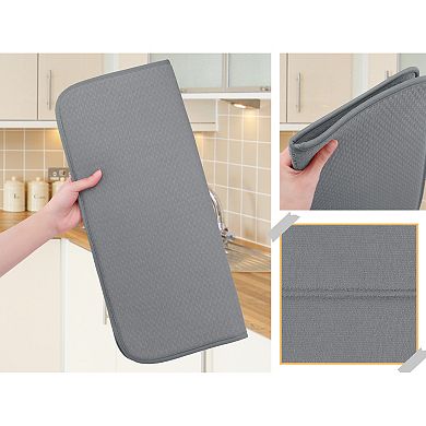1Pc Dish Drying Mat, Absorbent Microfiber Foldable Stone Kitchen Mat for Counter 17.7*15.7 in