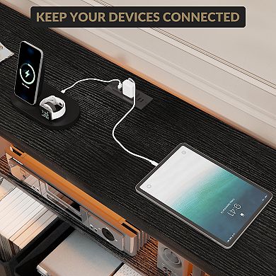 63" 10-Drawer Dresser TV Stand with LED Lights for 65-75" TVs