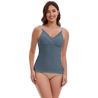 Women's Crisscross Lace Trim Adjustable Shoulder Straps Nursing Top Padded Breastfeeding