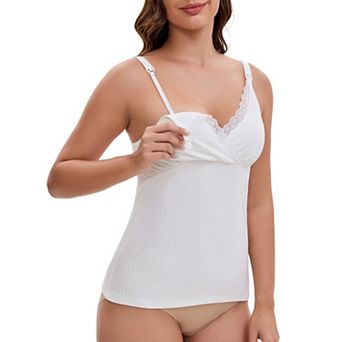 Women's Crisscross Lace Trim Adjustable Shoulder Straps Nursing Top Padded Breastfeeding