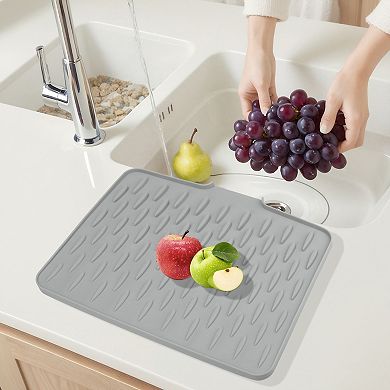 1Pc Silicone Dish Drying Mat for Kitchen Counter, Easy Clean Waterproof Kitchen Mat 15.7*12.6*0.5 in