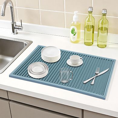 1Pc Silicone Dish Drying Mat for Kitchen Counter with Concave and Convex Design 17.7*11.8*0.4 in
