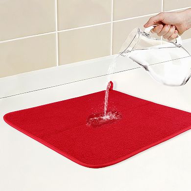 1Pc Dish Drying Mat, Absorbent Microfiber Foldable Stone Kitchen Mat for Counter 17.7*15.7 in