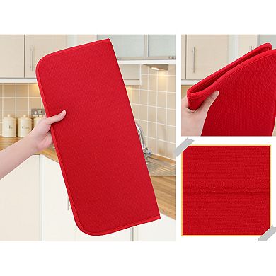 1Pc Dish Drying Mat, Absorbent Microfiber Foldable Stone Kitchen Mat for Counter 17.7*15.7 in