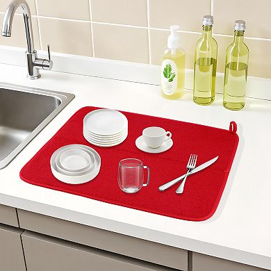 1Pc Dish Drying Mat, Absorbent Microfiber Foldable Stone Kitchen Mat for Counter 17.7*15.7 in