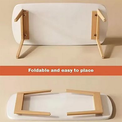 Folding Floor Table, 31.5" x 20" Wood Laptop Desk with Foldable Legs