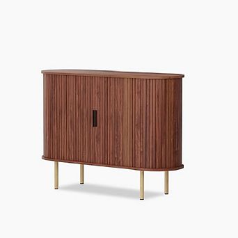 47" Mid Century Sideboard Cabinet, Sliding Doors & Adjustable Shelves