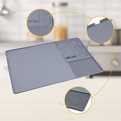 2Pcs Silicone Coffee Mat, Removable Bar Mat with Concave and Convex Design 23.6*15.7 in