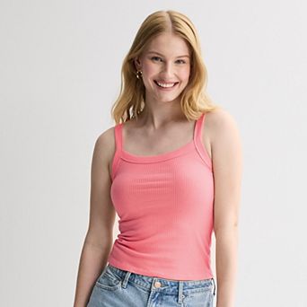 Juniors' SO® Banded Scoop Neck Rib Tank Top