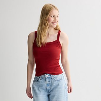 Juniors' SO® Banded Scoop Neck Rib Tank Top