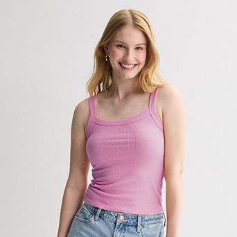Juniors' SO® Banded Scoop Neck Rib Tank Top