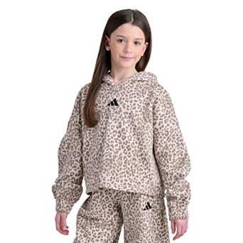 Girls 7-16 adidas Long Sleeve Printed Pleated Sleeve Hooded Pullover