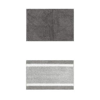 2 Packs Bathroom Rug Mat, Non-Slip Soft Plush Shaggy Washable Bath Carpet 16"x24"/20"x32"