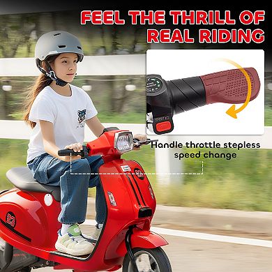 Qaba 24V Kids Motorcycle with Rear Suspension, Lights for 8-12 Years