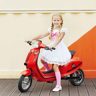 Qaba 24V Kids Motorcycle with Rear Suspension, Lights for 8-12 Years