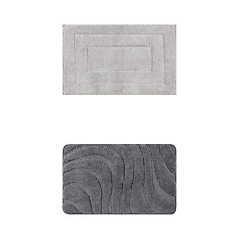 2 Packs Non Slip Bath Mat, Bathroom Absorbent Washable Soft Bath Mat for Shower Room 16"x24"/20"x32"