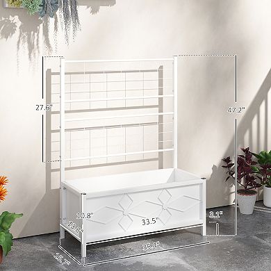 Outsunny Galvanized Raised Garden Bed with Trellis Planter Box