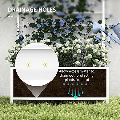 Outsunny Galvanized Raised Garden Bed with Trellis Planter Box