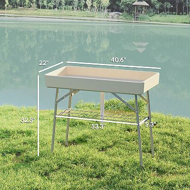 Outsunny 3.4ft Folding Ice Cooler Table with Drain, Party Ice Table