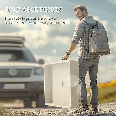 Outsunny 3.4ft Folding Ice Cooler Table with Drain, Party Ice Table