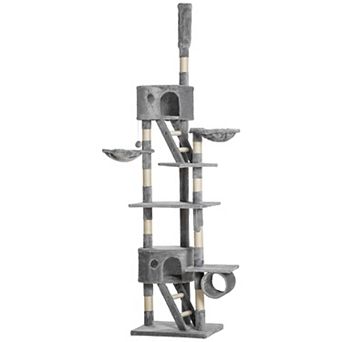PawHut Floor to Ceiling Cat Tree, 94.5inch-102.5" Adjustable Height Cat Tower