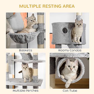 PawHut Floor to Ceiling Cat Tree, 94.5inch-102.5" Adjustable Height Cat Tower
