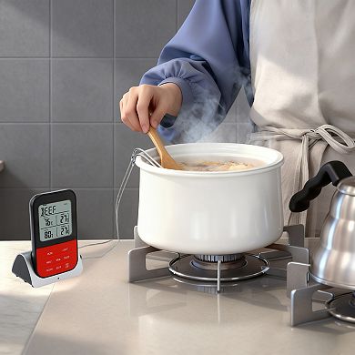 Digital Meat Thermometer with 2 Temperature Probes, Food Thermometer w Colored LCD 4.5x2.9x1.7 inch