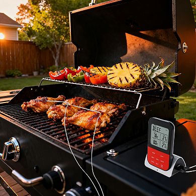 Digital Meat Thermometer with 2 Temperature Probes, Food Thermometer w Colored LCD 4.5x2.9x1.7 inch