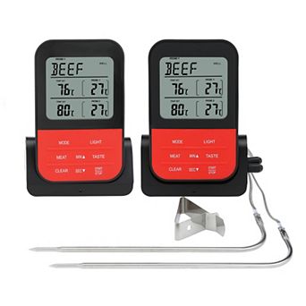 Digital Meat Thermometer with 2 Temperature Probes, Food Thermometer w Colored LCD 4.5x2.9x1.7 inch