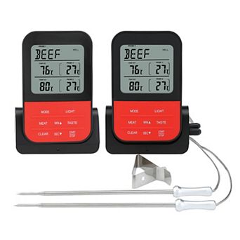 Digital Meat Thermometer with 2 Temperature Probes, Food Thermometer w Colored LCD 4.5x2.9x1.7 inch
