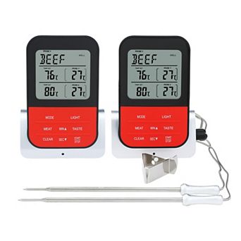 Digital Meat Thermometer with 2 Temperature Probes, Food Thermometer w Colored LCD 4.5x2.9x1.7 inch