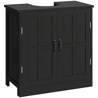 kleankin Sink Cabinet, Pedestal Sink Cabinet with Adjustable Shelf