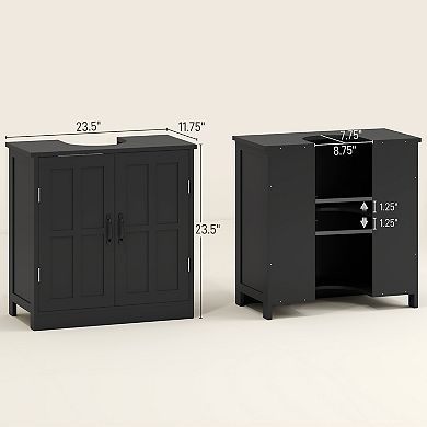 kleankin Sink Cabinet, Pedestal Sink Cabinet with Adjustable Shelf