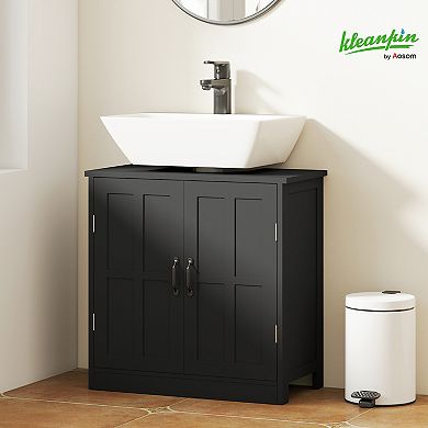 kleankin Sink Cabinet, Pedestal Sink Cabinet with Adjustable Shelf